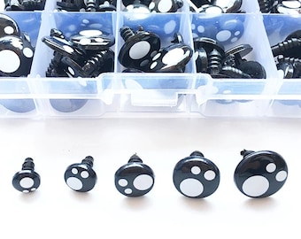 1box 100PCs Kawaii Toy Black Safety Eyes #Doll TeddyBear Eyes #Amigurumi #Plush Stuffed Toy Knitted Doll  Size: 8mm/10mm/12mm/14mm/16mm