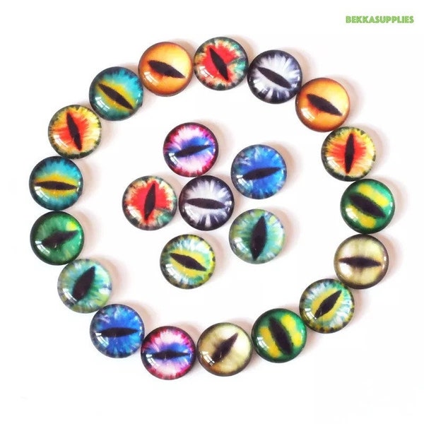 6/8/10/12/14/16/18/20/22/25mm 20PC - Cabochons ronds Cat Eyes #DIY Mélange de bijoux Pupil Eye Cameo fournitures d’artisanat - 9 Design