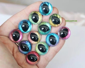 13-25mm - 20PCs Glitter Safety Eye Cat Doll Eyes avec rondelle #marionnette dragon ours #amigurumi #jouet animal crochet peluches artisanat yeux