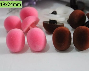 19x24mm 10PCs - Pink/Brown Oval shape flocking safety toy nose #plush/stuffed/crocheting/knitted/amigurumi doll toy animal DIY craft supply