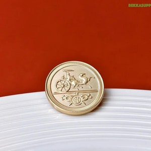 5PCs 15mm/25mm Gold Metal Button with Horse Carriage Design-2 sizes #DIY sewing/needlework/clothing/overcoat/coat/jacket/blazer style button