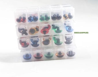 1 caja de 9 mm / 10,5 mm / 12 mm / 13,5 mm / 15 mm Tipo de costura Ojos de colores para muñeca Ojos de animales #DIY amigurumi peluche muñeco de peluche fabricación de animales