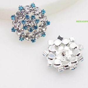 10PCs 22mm Blue Series Rhinestones Metal Shank Button
