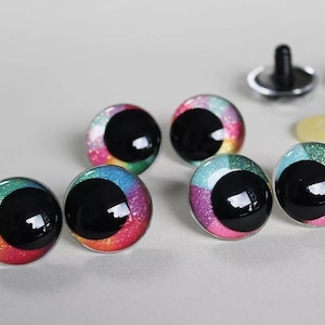 12mm 14mm 16mm 18mm 20mm 23mm 28mm 20PCs Cartoon Round Glitter Plush Funny Toy Safety Eyes with washer + glitter colour #DIY amigurumi plush