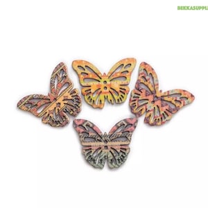 30 Stück 30x24mm Retro Serie Hölzerner Schmetterling 2-Loch Button - 1 Größe