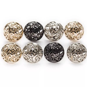 5PCs 12.5mm--15mm--18mm--20mm--23mm--25mm Gold/Silver/Black Round Hollow Metal Shank Button