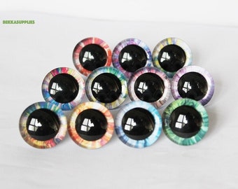 9-12-14-16-18-20-25-30-35mm 20PCs Glitter 3D Safety Eyes with Washer #DIY amigurumi crochet plushies stuffed doll animal craft--QTY: 10Pairs