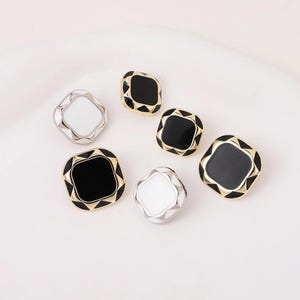 10 st 18 mm/23 mm fyrkantiga metallknappar i vit eller svart stil #DIY kläder sömnad handarbete kavaj överrock jacka kofta kappa knappar