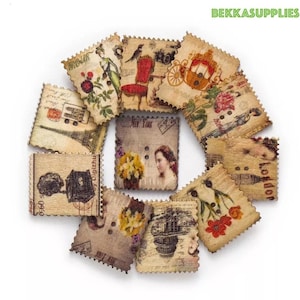30PC 30x25mm Retro Square Stamp Design Bottone in legno