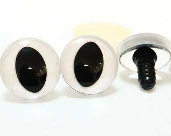 20PCs 10mm-30mm Cat Safety Eyes White Eyeball Disc and Black Pupil and Washer for DIY amigurumi plush stuffed animal toy making (10 Pairs)