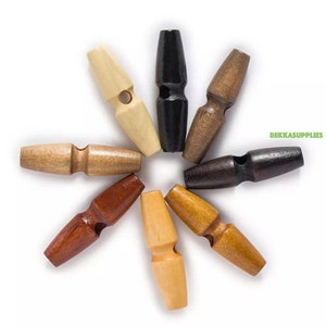 30/35/40/45/50/55/60mm Toggle Wood Button #sewing/needlework/decorative/clothing/craft supply - 10PCs