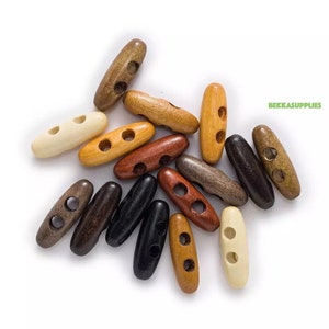 30/35/40/45/50/55/60mm - 10pcs Oval shape wooden toggle button #sewing/needlework/decorative/clothing-jacket/blazer/overcoat
