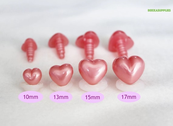 40PCs Size: 10mm/13mm/15mm/17mm/Mix Sizes Pinky Heart Shape Plastic Safety Nose with Washer #DIY amigurumi plush stuffed doll animal craft
