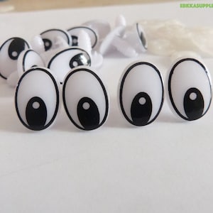 Occhi di cartone animato bianchi di forma ovale da 15x20 mm con rondella - Occhi di sicurezza in plastica - Quantità: 20 pezzi 100 pezzi #Fai da te peluche amigurumi peluche