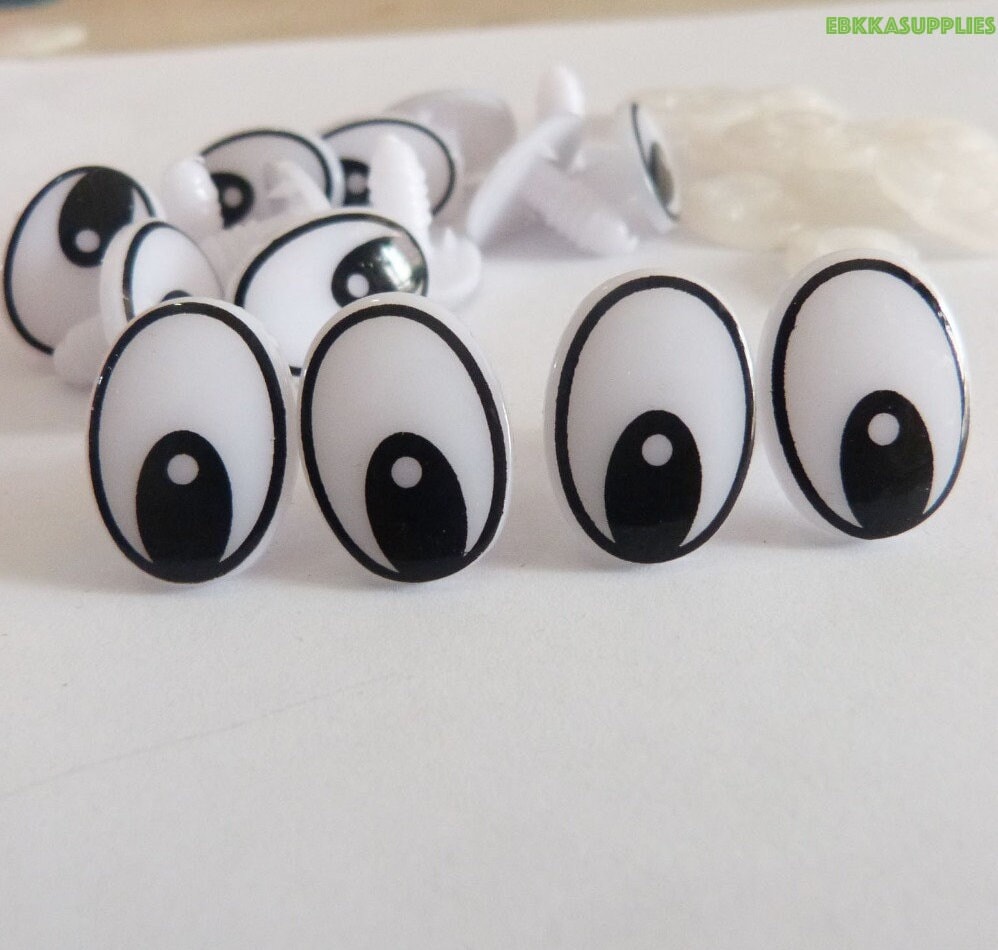 30mm X 20mm Plastic Oval Safety Eyes 1 Pair Puppet Eyes Plastic Eyes Oval  Comic Eyes Fun Eyes Black and White Eyes 