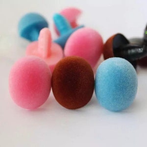 19x24mm 10PCs - Blue/Pink/Brown Oval shape flocking safety nose—DIY plush/stuffed/crocheting/knitted/amigurumi doll toy animal