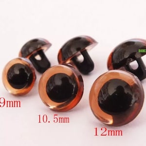 9mm / 10.5mm / 12mm 60PCs(30 Pairs) - DIY Sewing Style Shank Brown Color Toy Safety Eyes