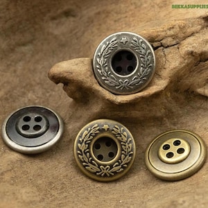 11,5 mm 15 mm 20 mm 10 st. runda metallknappar i bronssilverstil med 4 hål och platta baksidor #DIY kläder sömnad handarbete skjorta blus kappa