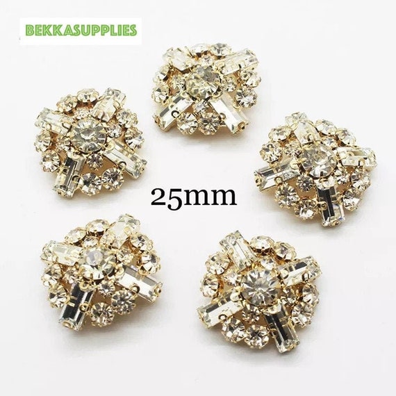 3 Pack Clear Acrylic Embellishment Rhinestone Buttons 25mm