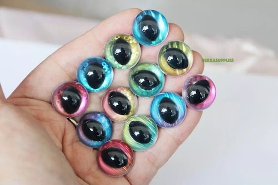  12mm Safety Eyes Plastic Eyes Plastic Craft Safety Eyes for  Cat/Stuffed Doll Animal Amigurumi DIY Accessories - 20 Pairs (Golden)