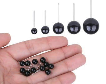 100 peças 4/5/7/8/10 mm olhos de contas pretas olhos de vidro para bonecas feltragem com agulha #animal de pelúcia urso coelho olhos de fantoche #brinquedo de boneca faça você mesmo