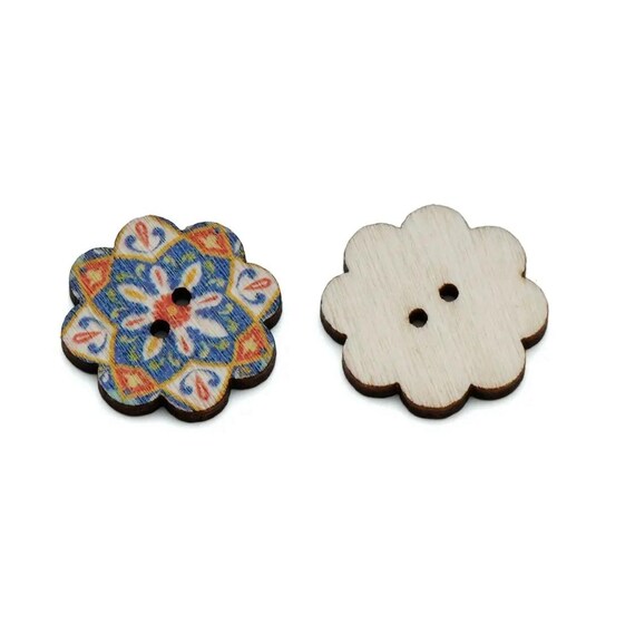 100 stuks houten knopen, 25 mm, ronde vorm, gemengde knopen, bloemknoppen, handgemaakte naaiknopen met liefdesknopen voor naaien, knutselen, decoratie, doe-het-zelf, jurk, enz