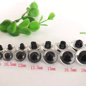 9-10.5-12-13.5-15-16.5-18mm 100PCs(50 Pairs) - DIY Sewing Style Transparent Clear Toy Safety Eyes #DIY toy doll animal craft making