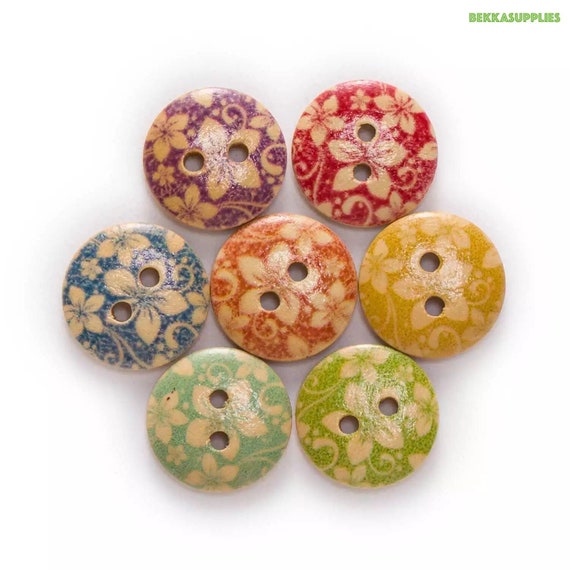 Patterned Buttons: Multi Butterfly: Two Hole: 20mm Patterned Buttons: Multi Butterfly: Two Hole: 20mm