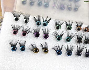 18mm/20mm 10Pairs in a box Glitter Colour Safety Eyes Eyelashes Series and Washer #DIY amigurumi plush stuffed eyes - Glitter Colour option