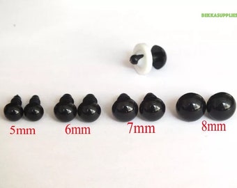 5/6/7/8mm--80 Uds. Ojos de seguridad negros de tamaños mixtos con arandela #DIY amigurumi tejido de ganchillo muñeco de peluche juguete animal suministro para artesanía