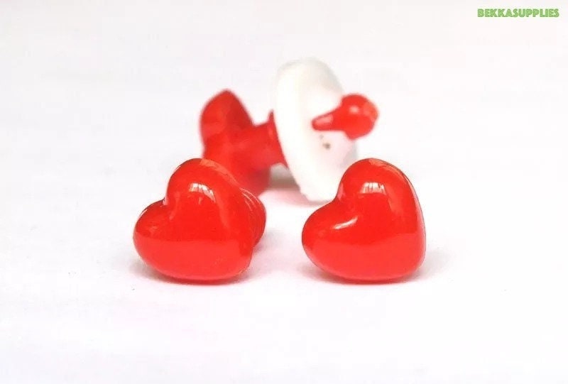 100 pezzi 10 mm naso di sicurezza rosso a forma di cuore con rondella - peluche fai da te imbottito bambola amigurumi animale artigianato creazione - 1 taglia - Italia