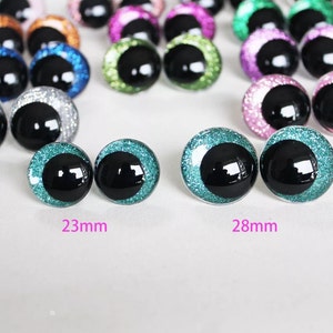 20 piezas de peluches divertidos con purpurina redonda de dibujos animados de 12-14-16-18-23-28 mm, ojos de seguridad con arandela, muñecos de peluche rellenos a crochet para hacer amigurumis