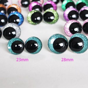 14mm 16mm 18mm 23mm 28mm 20PCs Cartoon Round Glitter Plush Funny Toy Eyes with washer #doll animal plush stuffed crochet amigurumi making