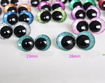 12-14-16-18-23-28mm 20PCs Cartoon Round Glitter Plush Funny Toy Safety Eyes with washer #doll animal plush stuffed crochet amigurumi making
