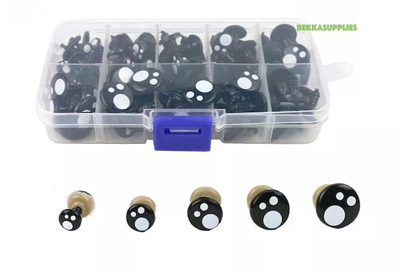 100x Kunststoff Augen Sicherheitsaugen Set für Teddybär Puppe DIY 12mm Black 