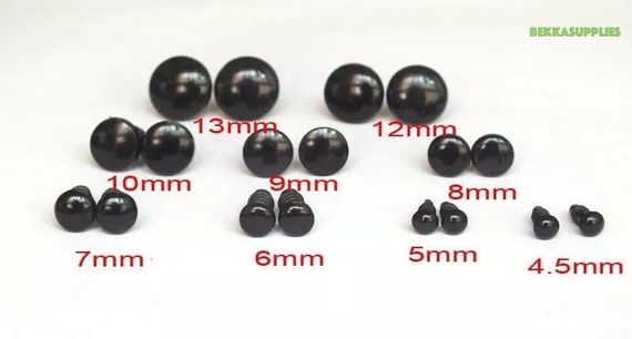 Safety Eye (Flat, Black), 5 pairs - 6mm, 8mm, 10mm, 12mm