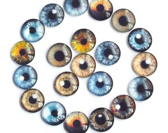 8/10/12/14/16/18/20mm 20PCs - Doll Eyes Round Glass Cabochons #Toy Doll Plush Animal Craft Making