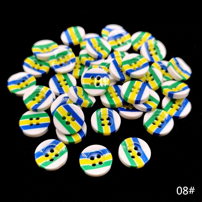 20PCs 4 Hole 9 Design Colourful Beautiful Resin Round Button Etsy