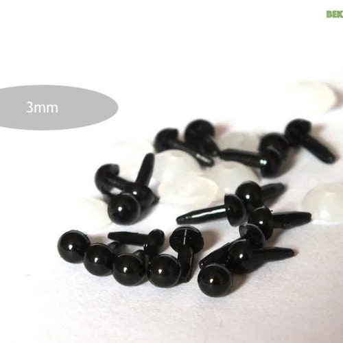 3mm 100PCs/ 200PCs Tiny Black Safety Eyes with washer #Amigurumi Knitted #DIY Plush Stuffed Animal Toy Doll Craft