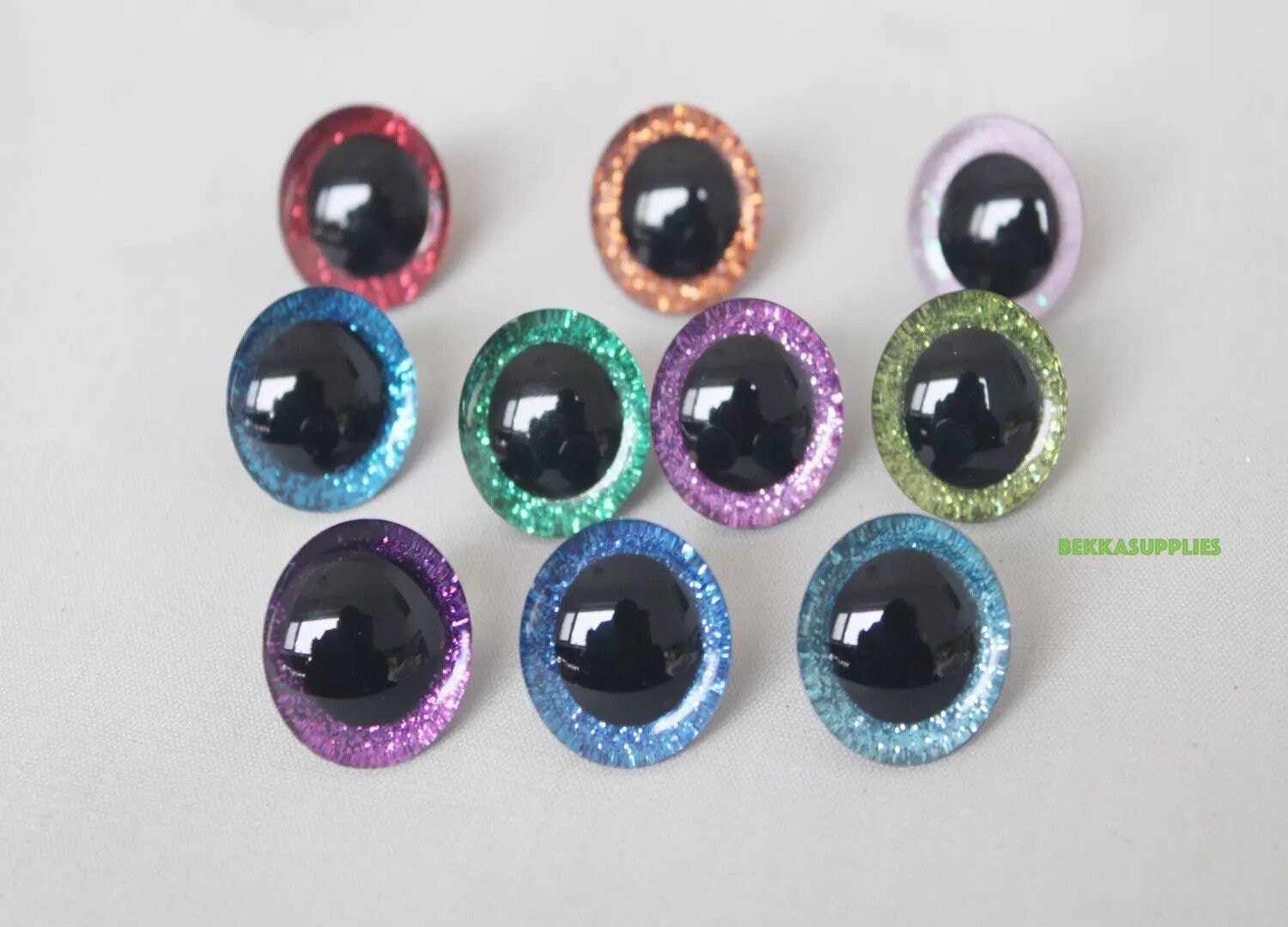 9/12/14/16/18/20/25/30/35mm 20PCs - 3D Plush Glitter Safety Eyes #DIY amigurumi crochet plush doll toy making