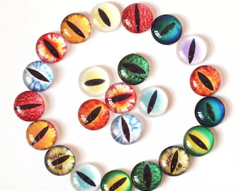 8/10/12/14/16/18/20 mm 20 piezas - Cabujones de vidrio redondos con forma de ojos de gato para muñecas #Muñeca de juguete DIY mezcla pupila ojo camafeo
