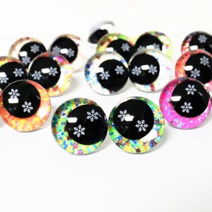 18/20/25mm 10Pairs 3D Colourful Cartoon Style Eyes + Washer and SnowFlake design Black Pupil Eyes #DIY amigurumi plush stuffed doll toy