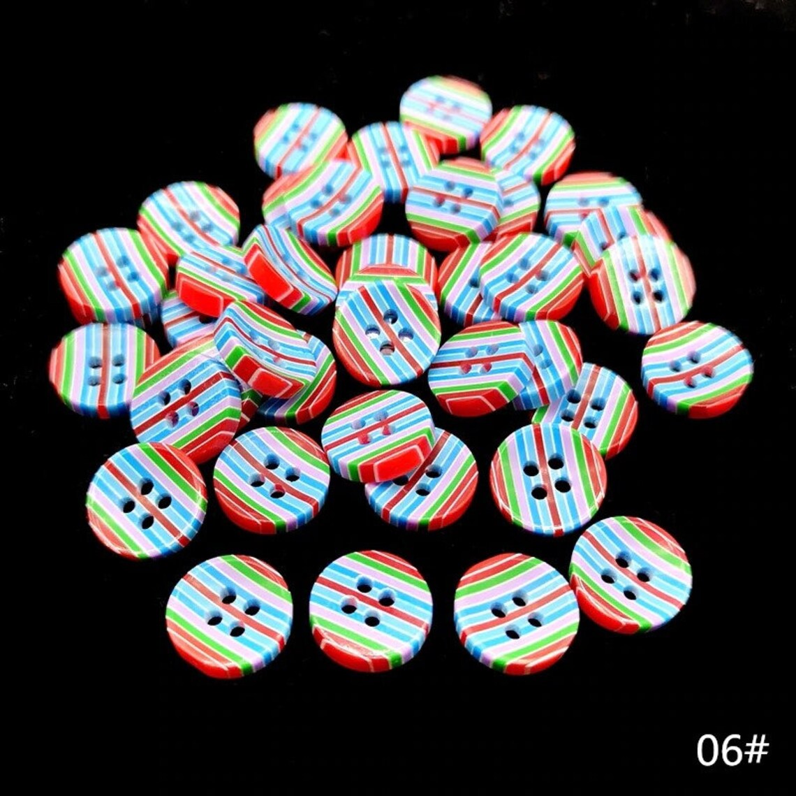 20PCs 4 Hole 9 Design Colourful Beautiful Resin Round Button Etsy