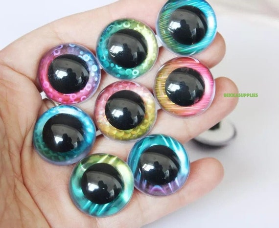 30mm 40mm 50mm 60mm new big size round shape clear plastic safety toy eyes  with white hard washer--10pcs/lot