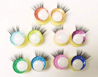 5Pairs 14-35mm White Pupil Cartoon 3D Safety Eyes and Black Eyelashes Style #DIY amigurumi plush stuffed making- 10 colours/mix style option