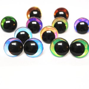 12-14-16-18-20-23-28mm [5Pairs/10Pairs] Funny Style Iridescent Color Round Safety Eyes with Washer #Plushies Amigurumi Stuffed making