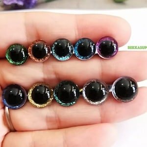9/10/11/12mm 60PCs(30Pairs) Glitter Round Safety Eyes #DIY amigurumi crochet knitted plush stuffed toy doll animal craft - Size option