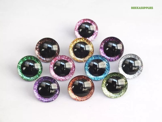 9/12/14/16/18/20/25/30/35/40mm 20pcs Stuffed Plush 3D Glitter Safety Eyes  amigurumi/knitted/crocheting Doll Toy Animal DIY Craft Project 