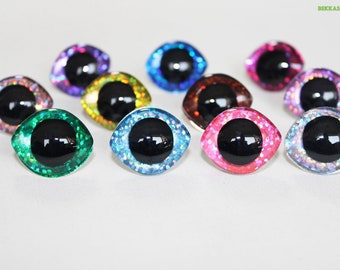 5 Pairs / 10 Pairs 20x23mm 23x28mm Oval Shape 3D Glitter Safety Toy Eyes #DIY Doll Crocheting Knitted Plush Stuffed Toy Animal Craft