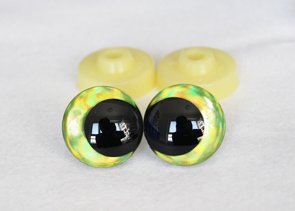 20sets 12/14/16/18/20/25/30mm Safety Eyes with Eyelashes-Flashing Eyes  Plastic Safety Eyes - (Color: Green/Size: 16mm)